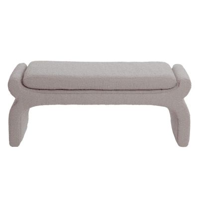 Bancă bej cu tapițerie din țesătură bouclé Nafya – Light & Living