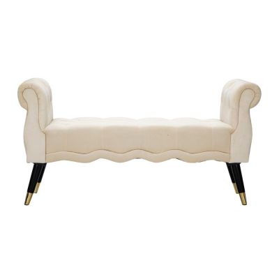 Bancă crem cu tapițerie din catifea Paris – Mauro Ferretti
