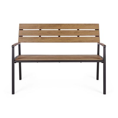 Bancă de grădină în culoare naturală din metal Isak – Bizzotto