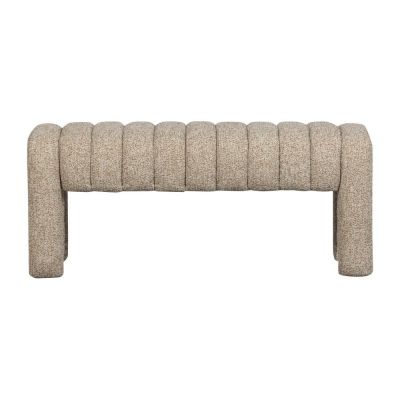 Bancă maro deschis capitonată cu tapițerie din țesătură bouclé Frex – WOOOD