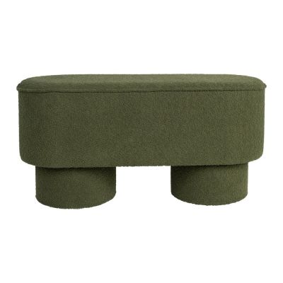 Bancă verde cu tapițerie din țesătură bouclé Marcos – White Label