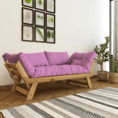 Canapea de gradina cu 2 locuri, Hanah Home, CPT8168-210, Natural / Roz