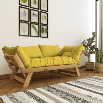 Canapea de gradina cu 2 locuri, Hanah Home, CPT8169-210, Natural / Galben