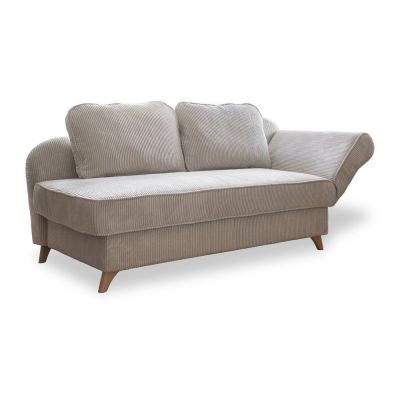 Șezlong bej cu tapițerie din catifea reiată (cu colț pe partea dreaptă) Chic Charlotte – Miuform