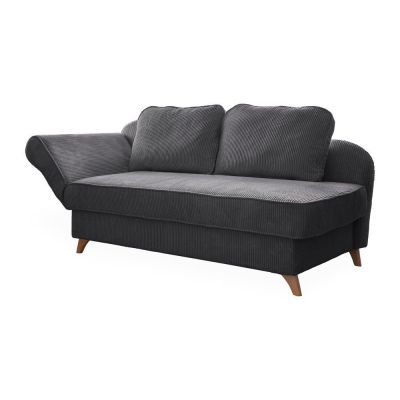 Șezlong gri cu tapițerie din catifea reiată (cu colț pe partea stângă) Chic Charlotte – Miuform