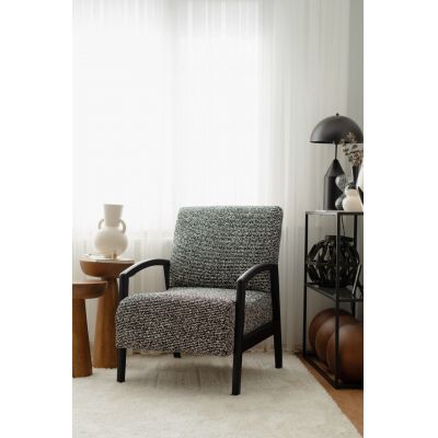 Fotoliu, Atelier del Sofa, 383EVN1256, Lemn, Alb/Negru