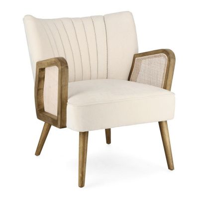 Fotoliu bej cu tapițerie din catifea Virna – Bizzotto