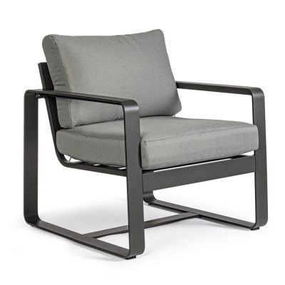 Fotoliu de grădină gri din metal Merrigan – Bizzotto
