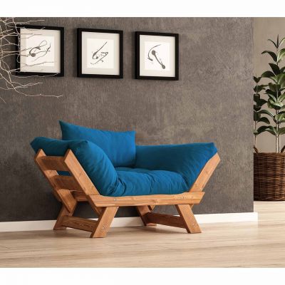 Fotoliu de gradina, Hanah Home, CPT8156-140, Teak / Albastru