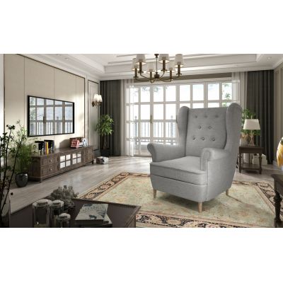 Fotoliu ELTAP, Aros, 72x60x100 cm, lemn/poliester, gri deschis