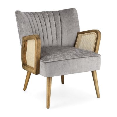 Fotoliu gri cu tapițerie din catifea Virna – Bizzotto