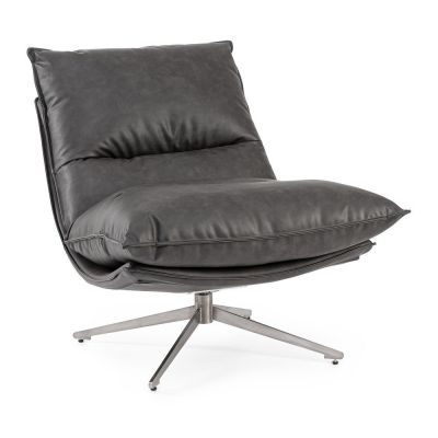 Fotoliu gri închis cu spațiu de depozitare cu tapițerie din imitație de piele Alanez – Bizzotto