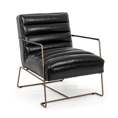 Fotoliu negru cu tapițerie din imitație de piele Brianna – Bizzotto