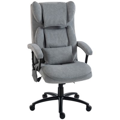 HOMCOM Scaun de birou ergonomic cu masaj cu 4 puncte de frământare, fotoliu cu spătar înalt tip fluture, șezut lat, gri | Aosom Romania
