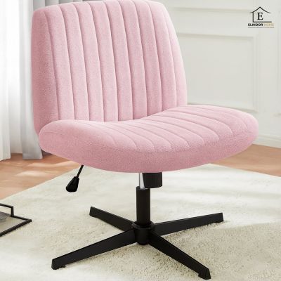 Scaun Birou Ergonomic Elindor® Rotativ 360°, fara Manere, cu Spatar Design Compact, Scaune in Stil Modern fara Roti, Picioare Metalice, Reglaj Balansare, Confortabil, Inaltime Ajustabila, 56 × 67 × 92 cm, Roz - Default Title