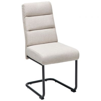 Scaun Cantilever din lemn, metal, textil, bej