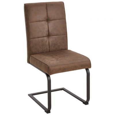 Scaun Cantilever din lemn, metal, textil, maro