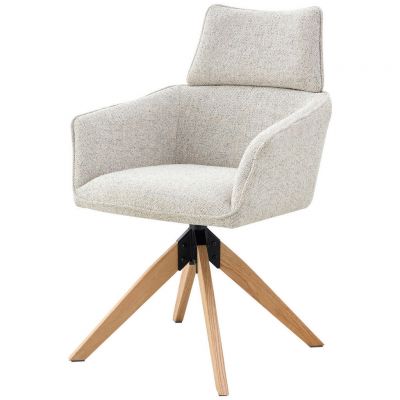 Scaun Cu Brațe din lemn, metal, textil, bej