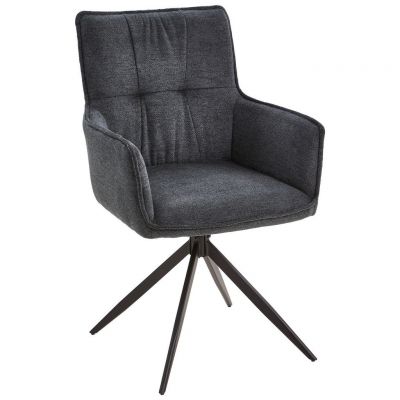 Scaun Cu Brațe din lemn, metal, textil, gri închis