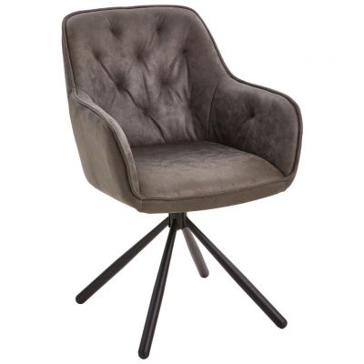 Scaun Cu Brațe din lemn, metal, textil, gri