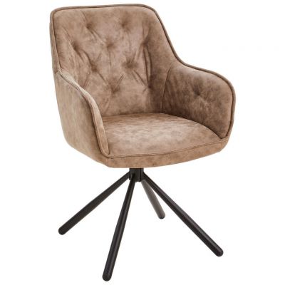 Scaun Cu Brațe din lemn, metal, textil, maro