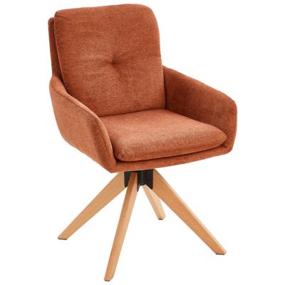 Scaun Cu Brațe din lemn, metal, textil, ruginiu