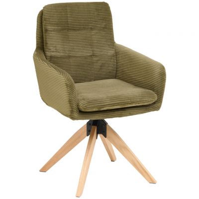 Scaun Cu Brațe din lemn, metal, textil, verde