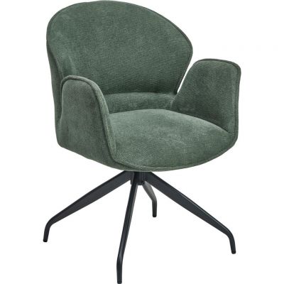 Scaun Cu Brațe din lemn, metal, textil, verde, negru