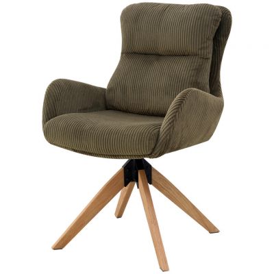 Scaun Cu Brațe din lemn, metal, textil, verde