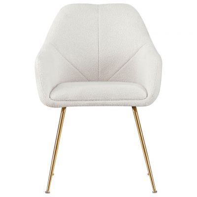Scaun Cu Brațe din metal, textil, crem, auriu