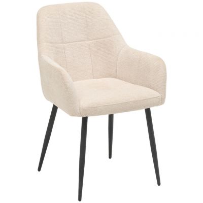 Scaun Cu Brațe din metal, textil, negru, bej