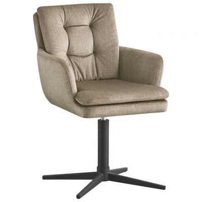 Scaun Cu Brațe din metal, textil, negru, taupe