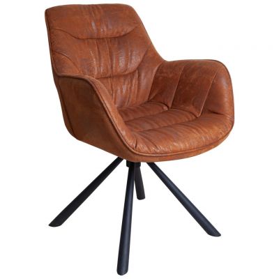 Scaun Cu Brațe din textil, maro, negru