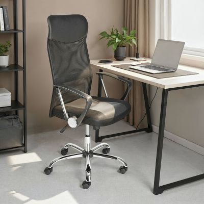 Scaun de birou Torino, Inter Link, 61x59x111-121 cm, rotativ, metal/mesh, negru