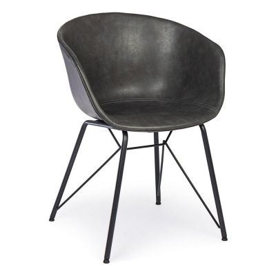 Scaun de dining gri închis tapițat Warhol – Bizzotto