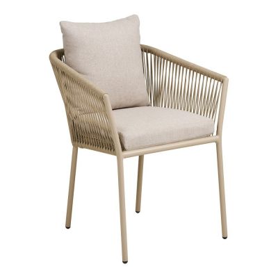 Scaun de grădină bej din metal/capitonat Salerno – House Nordic