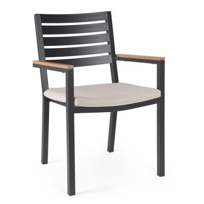 Scaun de grădină gri antracit din metal Henna – Bizzotto