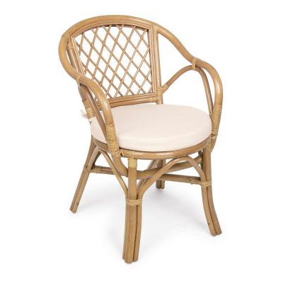 Scaun de grădină în culoare naturală din lemn masiv/din ratan Athina – Bizzotto