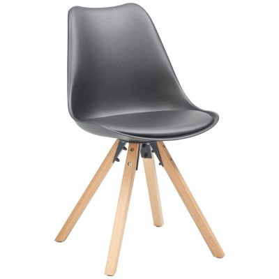 Scaun din lemn, plastic, textil, negru