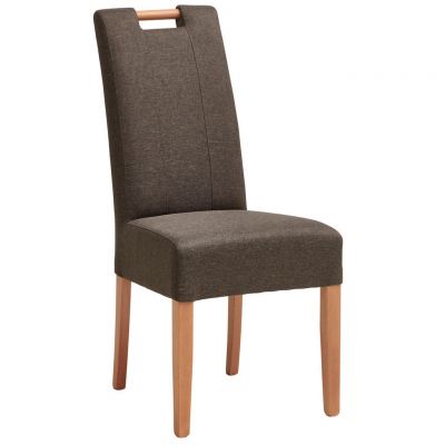 Scaun din lemn, textil, maro închis