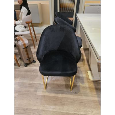 Scaun Dining Lux Velvet Negru cu Picioare Aurii personalizabil pe culori