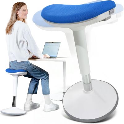 Scaun Ergonomic Elindor® cu Rotatie Libera, fara Spatar si Manere, Design Compact, Tapitat cu Burete Moale, cu Picior Metalic, Potrivite pentru Bucatarie, Birou, Medici, Inaltime Ajustabila 48-63 cm, Albastru - Default Title