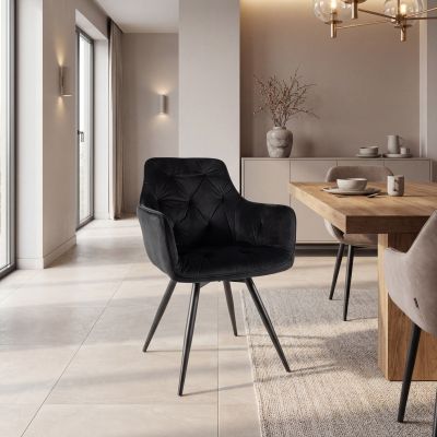 Scaun MANGO, negru, stofa catifelata, 57x45x83 cm - Default Title