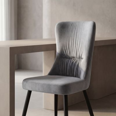 Scaun MIA, albastru deschis/negru, stofa catifelata/metal, 51x62x95 cm - Default Title