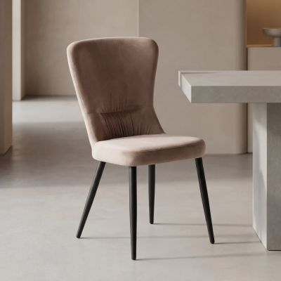 Scaun MIA, bej inchis/negru, stofa catifelata/metal, 51x62x95 cm - Default Title