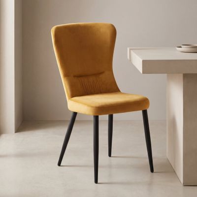 Scaun MIA, galben/negru, stofa catifelata/metal, 51x62x95 cm - Default Title