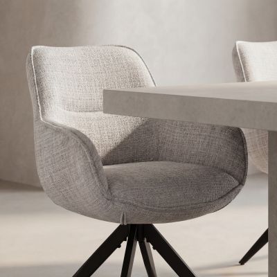 Scaun rotativ TURIN, gri deschis/negru, stofa clasica/metal, 65x62x86 cm - Default Title