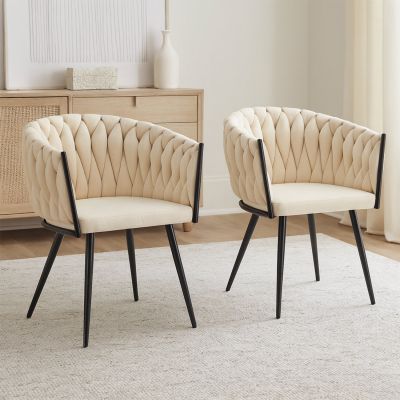 Set 2 Scaune Elindor® Ergonomice, Tip Scoica, Design Contemporan, Scaun cu Spatar si cu Manere, din Catifea cu Picioare Metalice Aurii, Potrivite pentru Living, Bucatarie, Birou, Dormitor, Latime Sezut 44 cm, 71 x 50 x 45 cm, Bej - Default Title