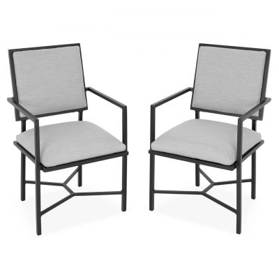 Set 2 scaune pentru exterior Evie, 59x50x90 cm, aluminiu, negru/gri