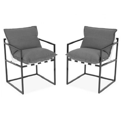 Set 2 scaune pentru tesara/gradina Reef, 56x56x70 cm, aluminiu, negru/gri